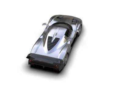 Beyaz arka planda modern yarış arabası. 3d illüstrasyon