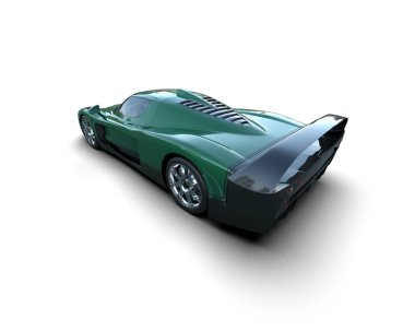 Beyaz arka planda modern yarış arabası. 3d illüstrasyon