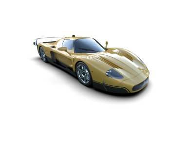 Beyaz arka planda modern spor araba. 3d illüstrasyon