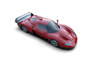 Beyaz arka planda modern spor araba. 3d illüstrasyon