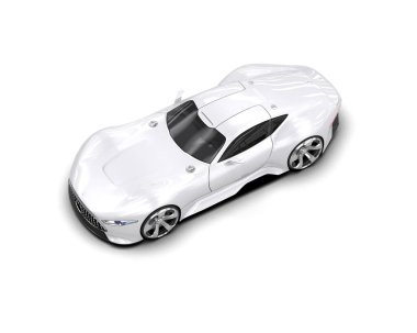 3D görüntüleme, modern spor araba beyaz arka planda izole edildi 