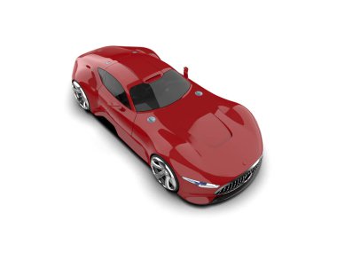 Beyaz zemin üzerinde izole edilmiş 3D resimleme spor araba