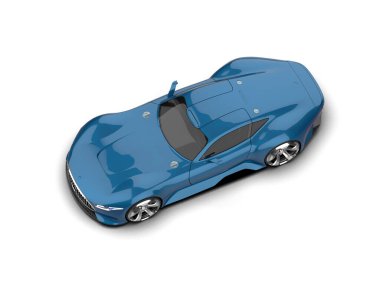 Beyaz zemin üzerinde izole edilmiş 3D resimleme spor araba