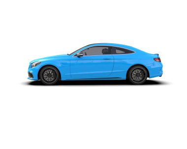 Beyaz zemin üzerinde izole edilmiş 3D resimleme spor araba