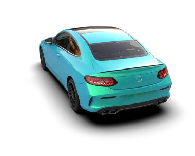 Beyaz zemin üzerinde izole edilmiş 3D resimleme spor araba