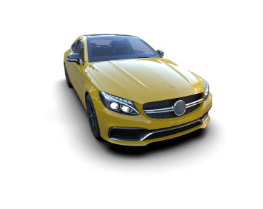 Beyaz zemin üzerinde izole edilmiş 3D resimleme spor araba