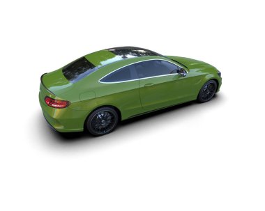 Beyaz zemin üzerinde izole edilmiş 3D resimleme spor araba