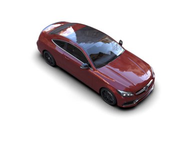 Beyaz zemin üzerinde izole edilmiş 3D resimleme spor araba