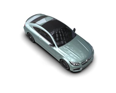 Beyaz zemin üzerinde izole edilmiş 3D resimleme spor araba