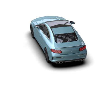 Beyaz zemin üzerinde izole edilmiş 3D resimleme spor araba