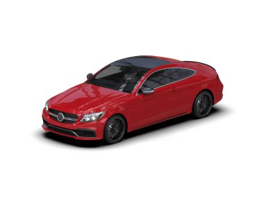 Beyaz zemin üzerinde izole edilmiş 3D resimleme spor araba