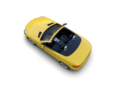 Beyaz zemin üzerinde izole edilmiş 3D resimleme spor araba