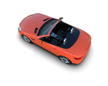 Beyaz zemin üzerinde izole edilmiş 3D resimleme spor araba