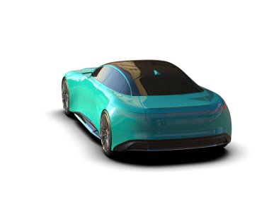 Beyaz zemin üzerinde izole edilmiş 3D resimleme spor araba