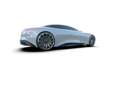 Beyaz zemin üzerinde izole edilmiş 3D resimleme spor araba