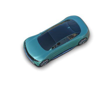 Beyaz zemin üzerinde izole edilmiş 3D resimleme spor araba