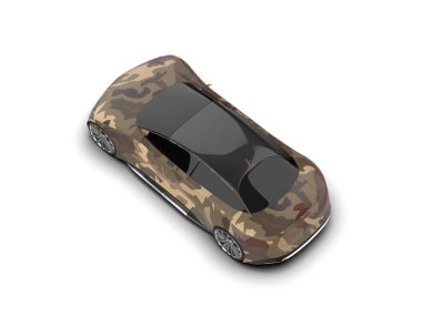 Beyaz zemin üzerinde izole edilmiş 3D resimleme spor araba