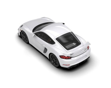 Beyaz zemin üzerinde izole edilmiş 3D resimleme spor araba