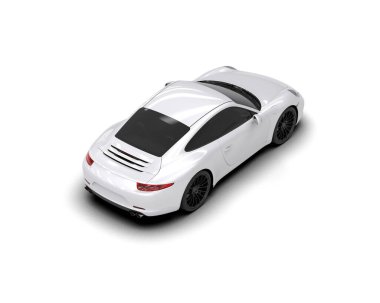 Beyaz zemin üzerinde izole edilmiş 3D resimleme spor araba