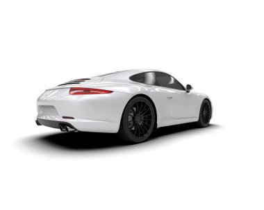 Beyaz zemin üzerinde izole edilmiş 3D resimleme spor araba