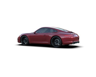 Beyaz zemin üzerinde izole edilmiş 3D resimleme spor araba