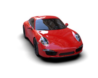 Beyaz zemin üzerinde izole edilmiş 3D resimleme spor araba