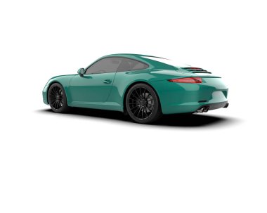 Beyaz zemin üzerinde izole edilmiş 3D resimleme spor araba