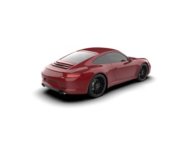 Beyaz zemin üzerinde izole edilmiş 3D resimleme spor araba