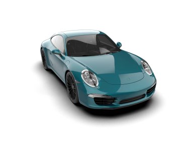 Beyaz zemin üzerinde izole edilmiş 3D resimleme spor araba