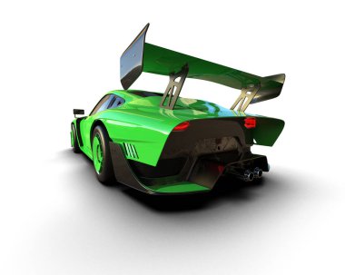 Beyaz zemin üzerinde izole edilmiş 3D resimleme spor araba