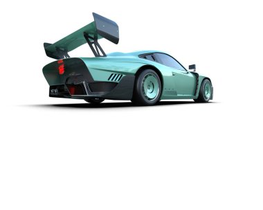 Beyaz zemin üzerinde izole edilmiş 3D resimleme spor araba