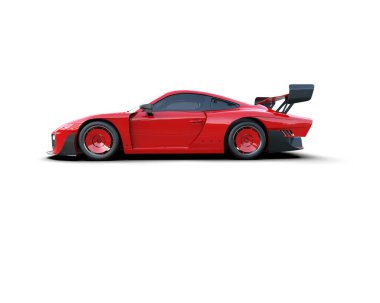 Beyaz zemin üzerinde izole edilmiş 3D resimleme spor araba