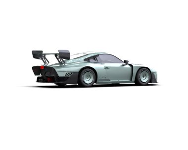 Beyaz zemin üzerinde izole edilmiş 3D resimleme spor araba