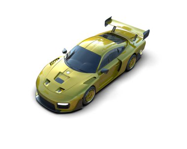 Beyaz zemin üzerinde izole edilmiş 3D resimleme spor araba