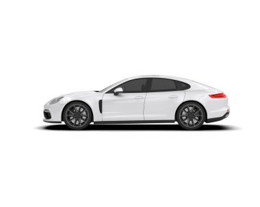 Beyaz zemin üzerinde izole edilmiş 3D resimleme spor araba