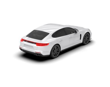 Beyaz zemin üzerinde izole edilmiş 3D resimleme spor araba