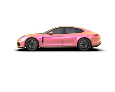 Beyaz zemin üzerinde izole edilmiş 3D resimleme spor araba