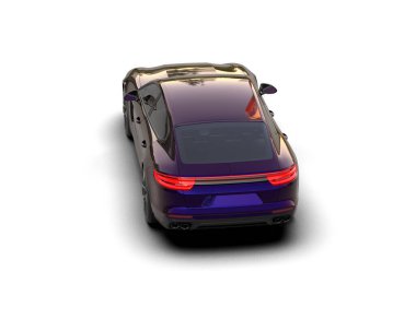 Modern mavi spor araba beyaz arka planda izole edilmiş.