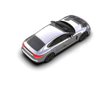 Beyaz zemin üzerinde izole edilmiş 3D resimleme spor araba