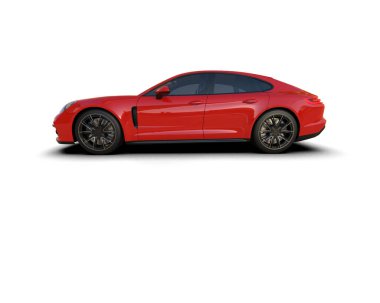 Beyaz zemin üzerinde izole edilmiş 3D resimleme spor araba