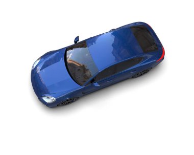 Beyaz zemin üzerinde izole edilmiş 3D resimleme spor araba