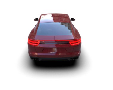 Beyaz zemin üzerinde izole edilmiş 3D resimleme spor araba