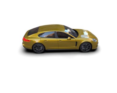 Beyaz zemin üzerinde izole edilmiş 3D resimleme spor araba