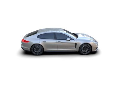 Beyaz zemin üzerinde izole edilmiş 3D resimleme spor araba