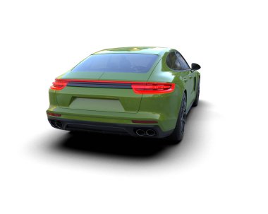 Beyaz zemin üzerinde izole edilmiş 3D resimleme spor araba