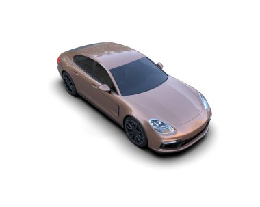 Beyaz zemin üzerinde izole edilmiş 3D resimleme spor araba