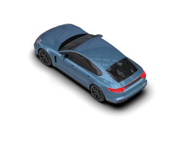 Beyaz zemin üzerinde izole edilmiş 3D resimleme spor araba