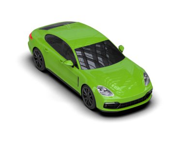 Beyaz zemin üzerinde izole edilmiş 3D resimleme spor araba