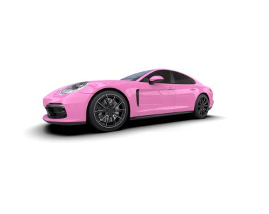 Beyaz zemin üzerinde izole edilmiş 3D resimleme spor araba