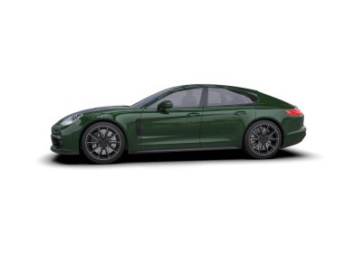 Beyaz zemin üzerinde izole edilmiş 3D resimleme spor araba